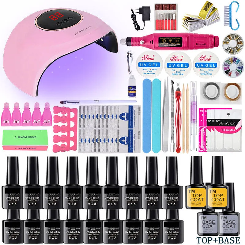 Gel Polish Set Nail kit Manicure Set Full Set Beginner Hot Lamp Manicure Package Tool Outfit