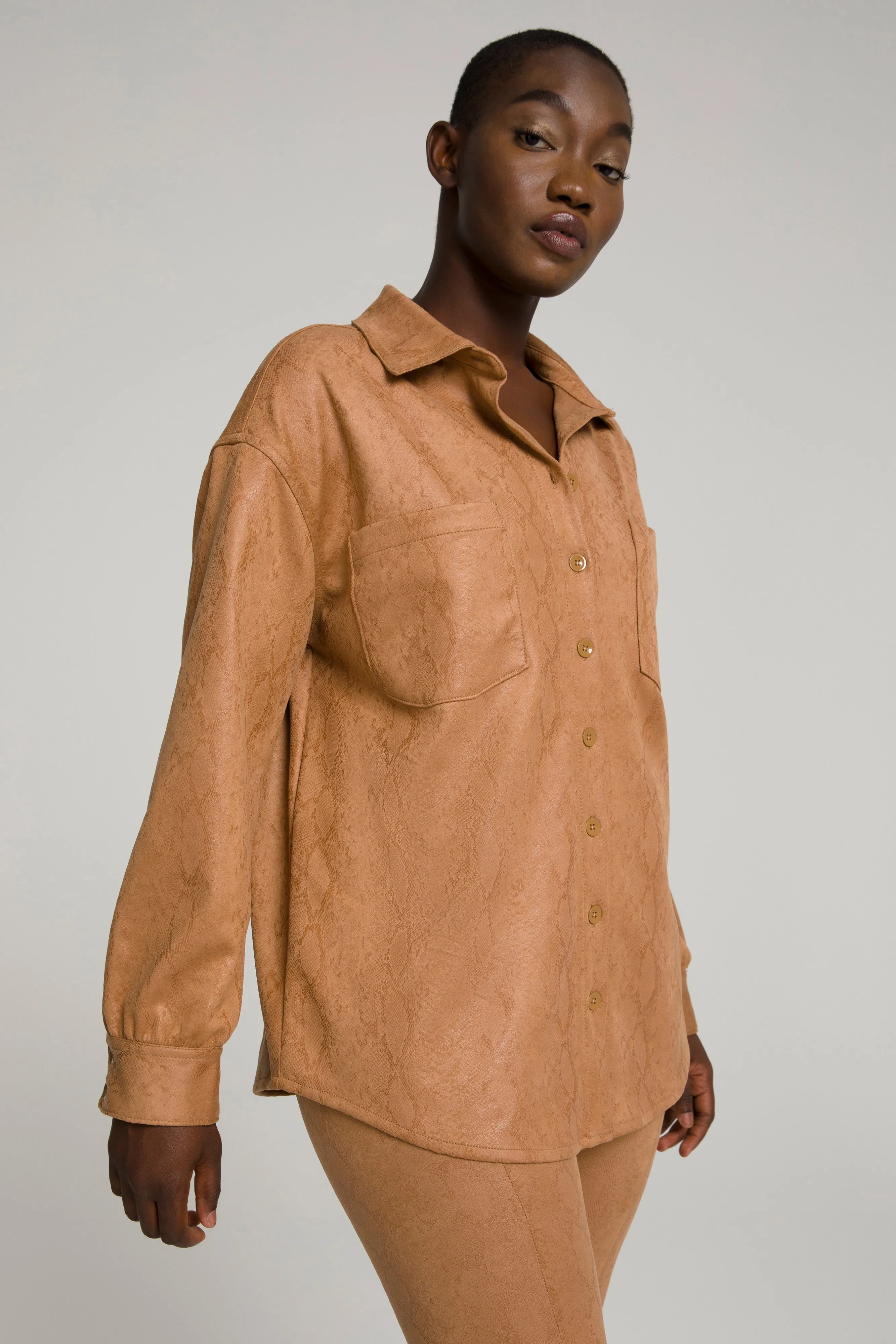 GOOD SUEDE SHACKET | COGNACSNAKE001