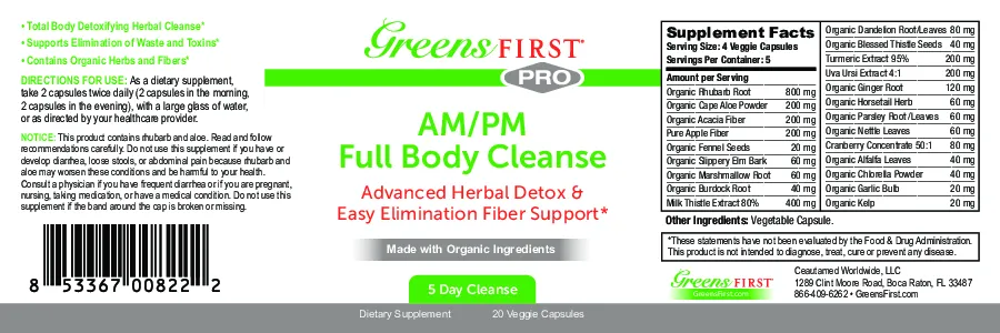 Greens first AM/PM Cleanse 20 vegcaps