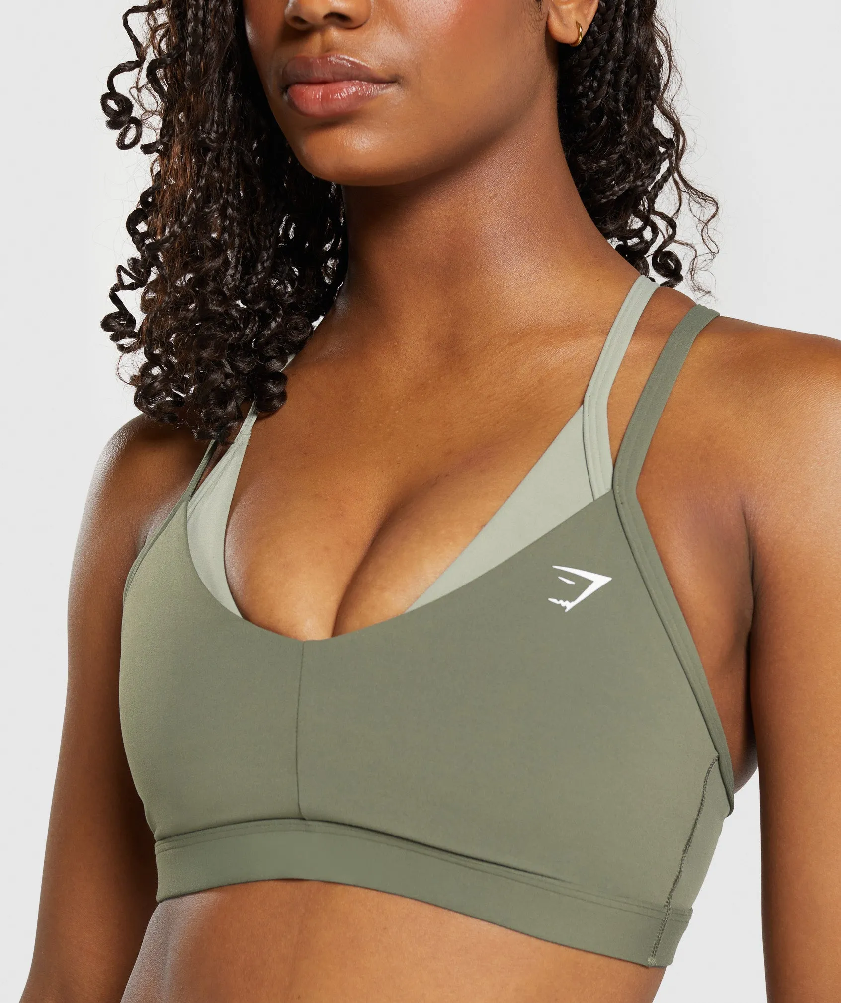 Gymshark Double Up Sports Bra - Base Green/Chalk Green