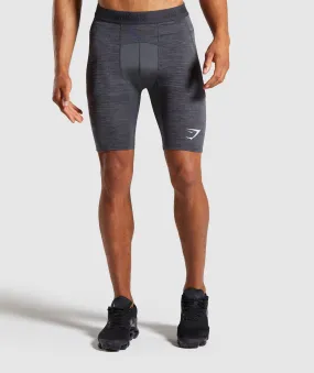 Gymshark Element  Baselayer Shorts - Black Marl/White