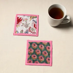 Handcrafted Sanganeri Floral Print Coaster (Set of 2) 15