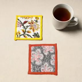 Handcrafted Sanganeri Floral Print Coaster (Set of 2) 19