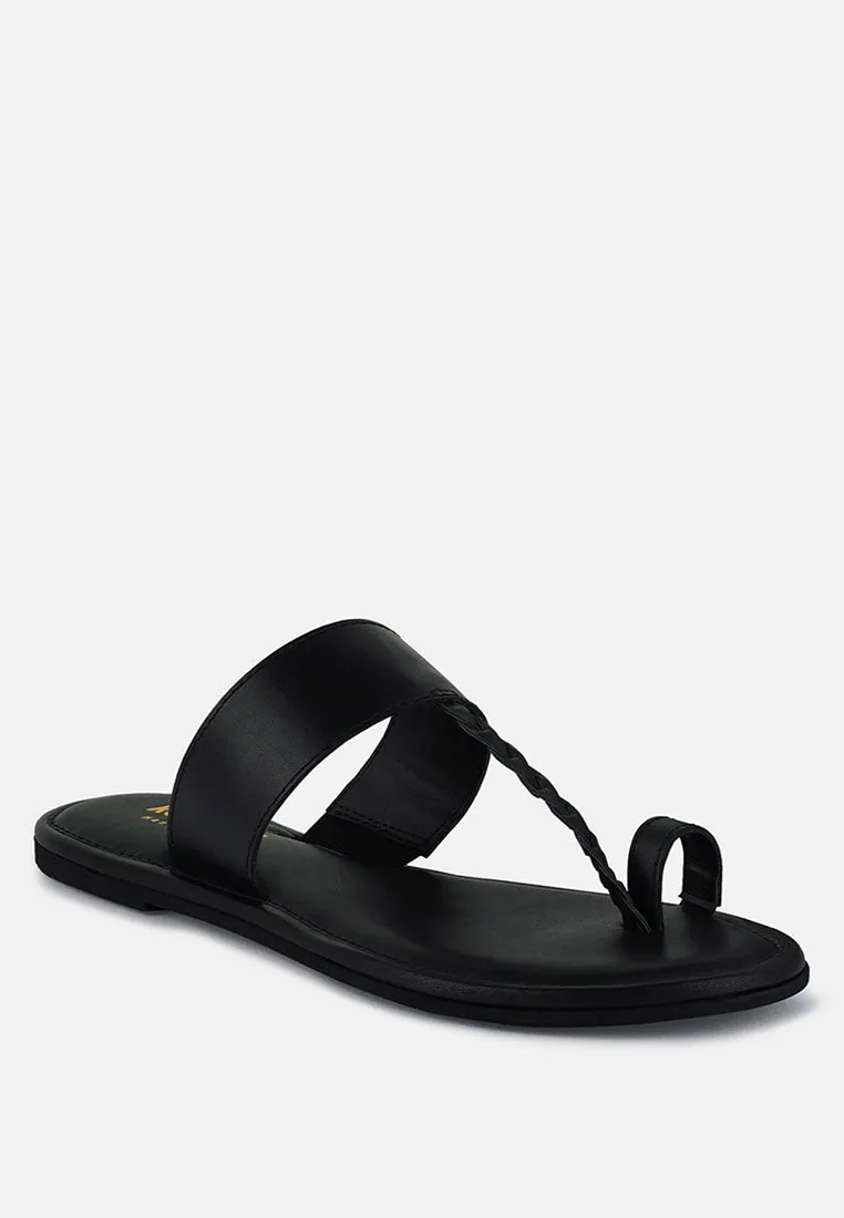 HARRIS Black Toe Ring Braided Slip Ons