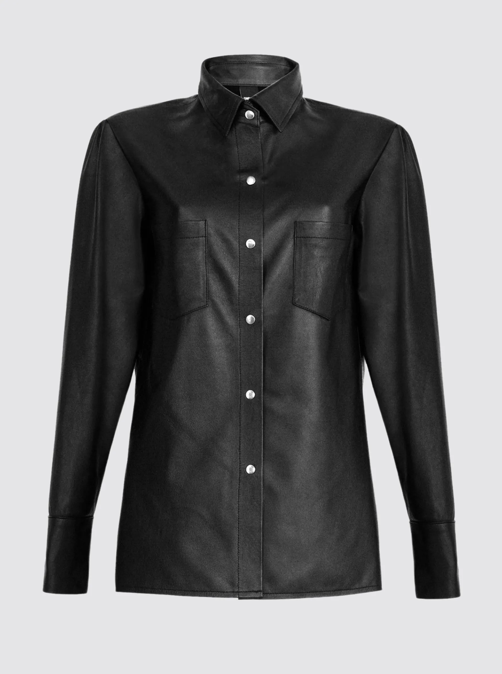 HARVEY LEATHER SHIRT - BLACK