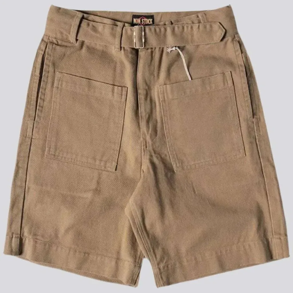 High-waist color men's jeans shorts