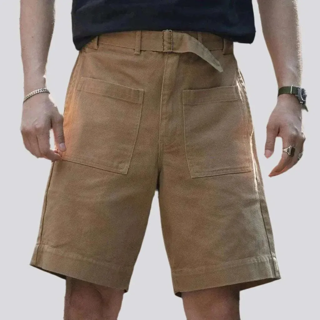 High-waist color men's jeans shorts