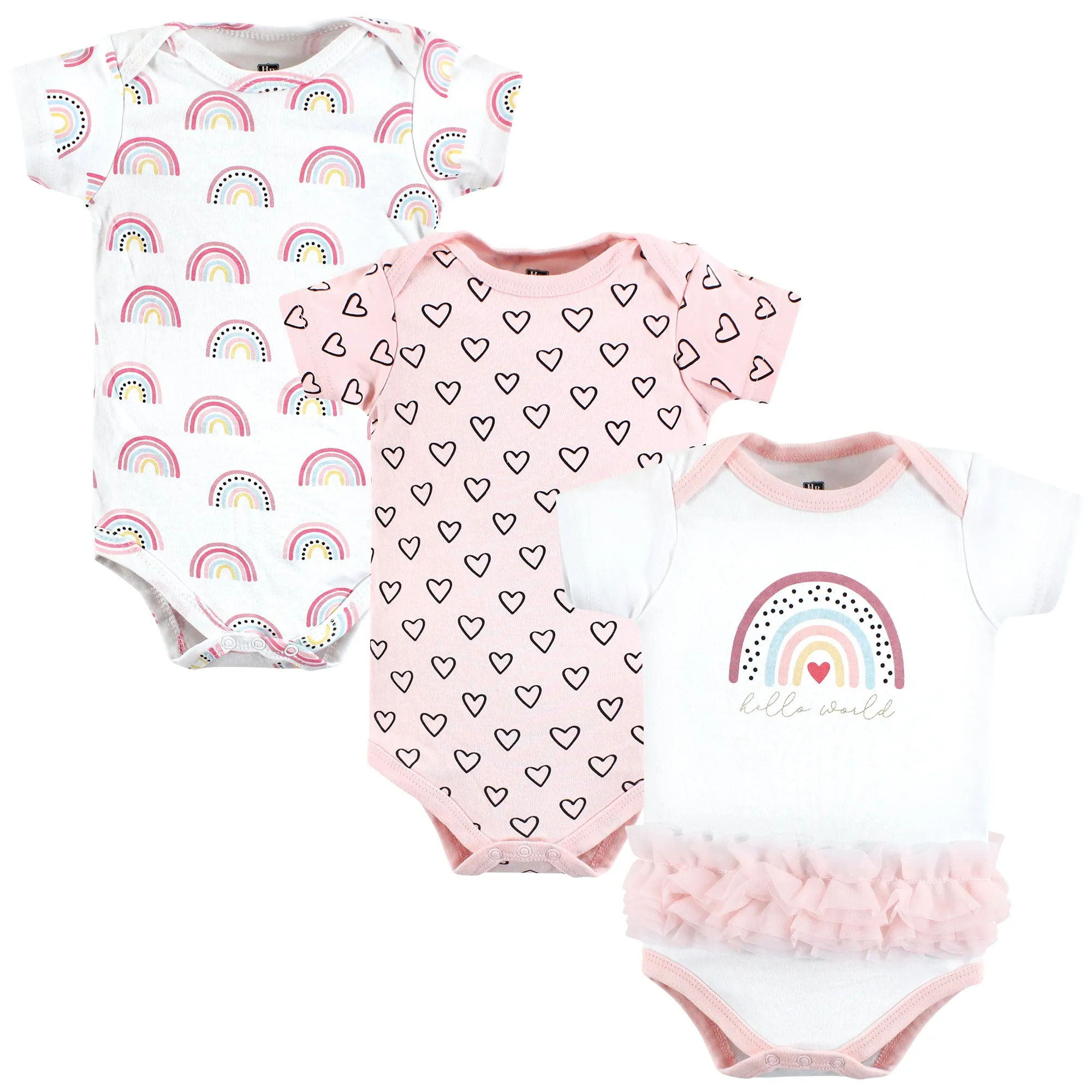 Hudson Baby Cotton Bodysuits, Modern Rainbow