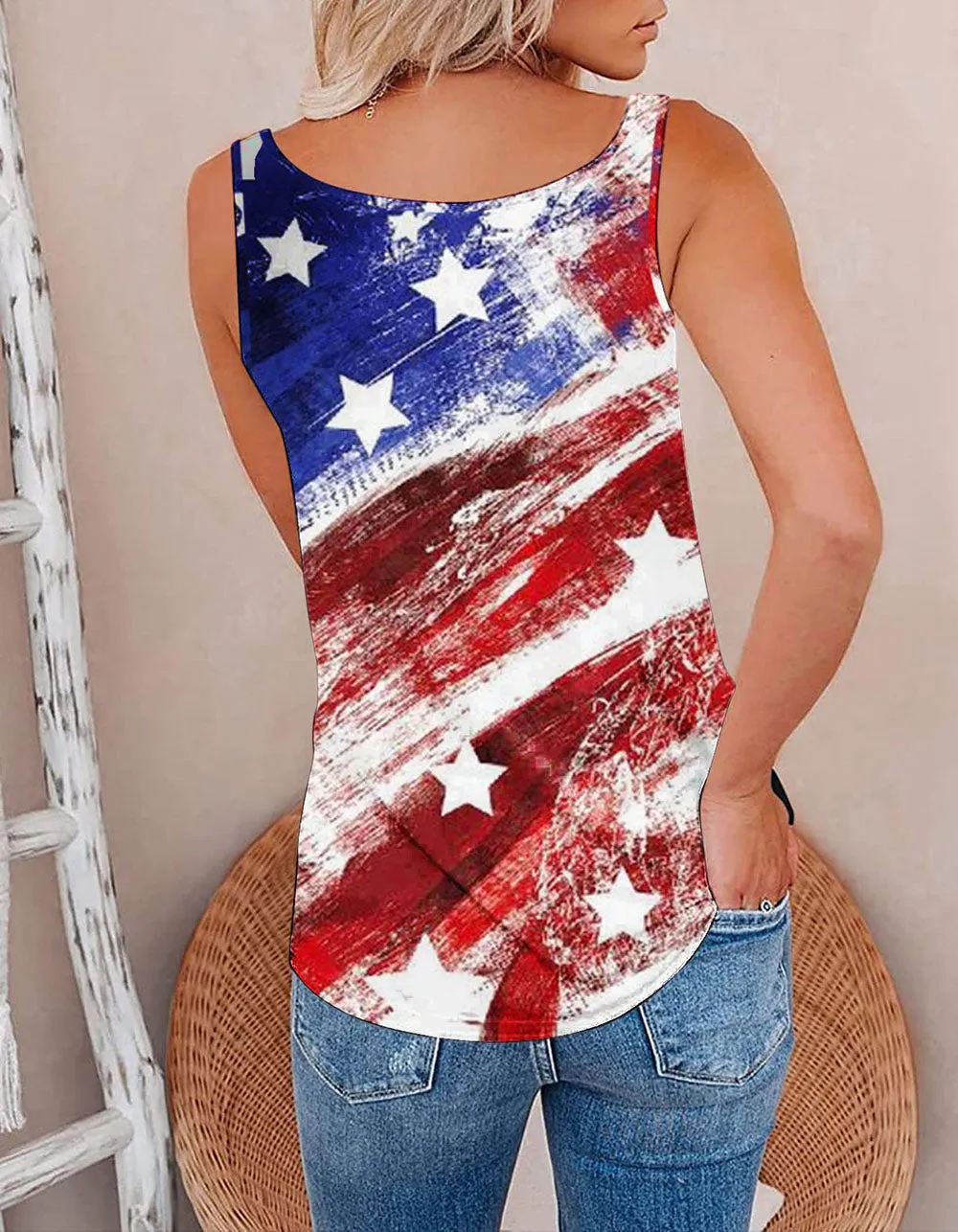 Independence Day Camisole Zip Sleeveless Vest