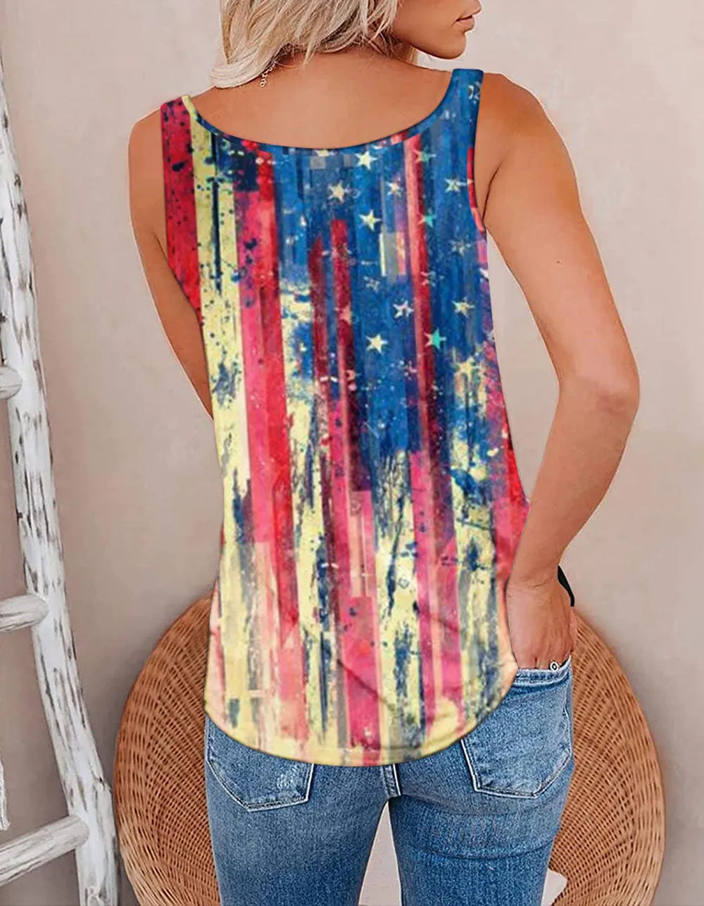 Independence Day Camisole Zip Sleeveless Vest