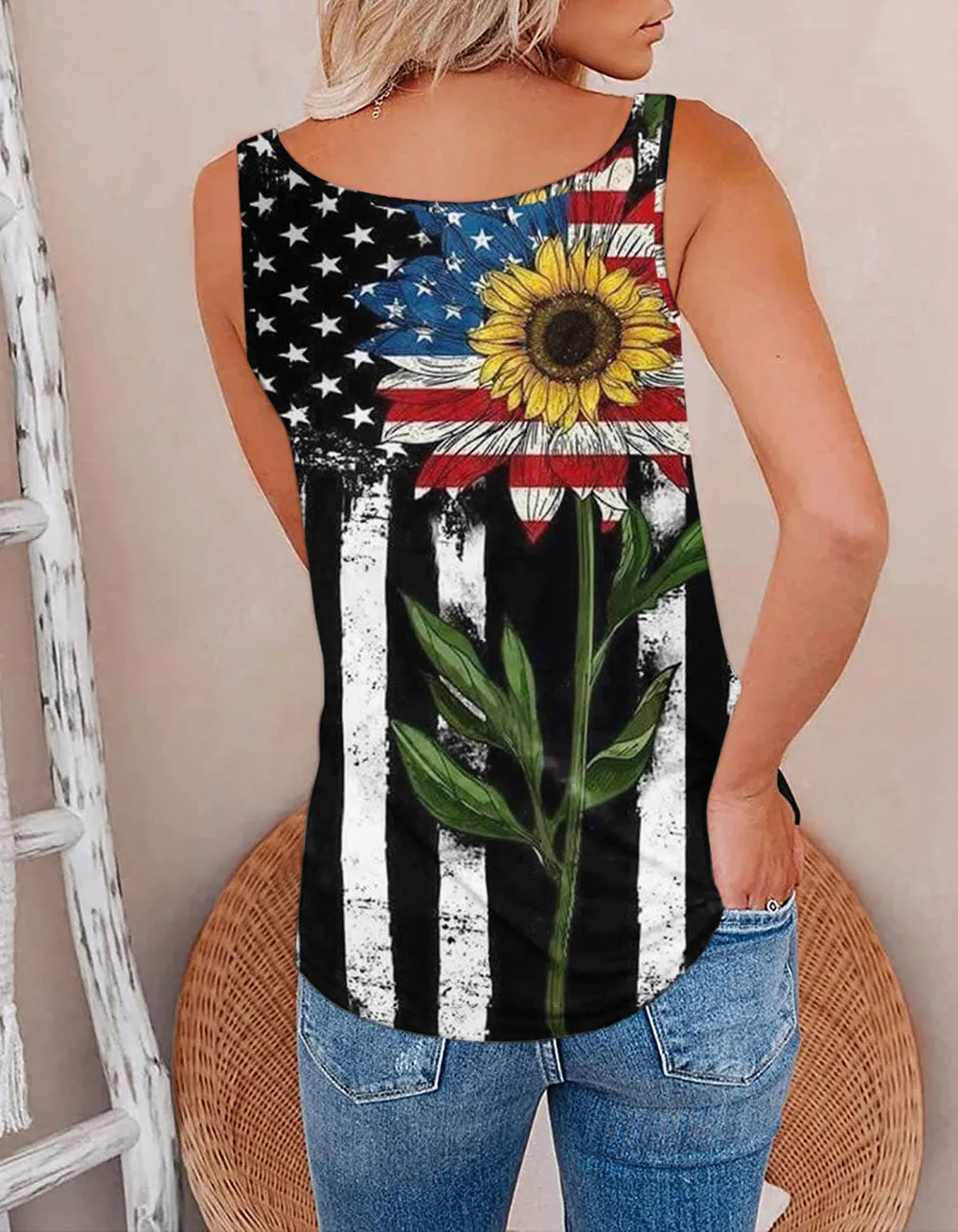 Independence Day Camisole Zip Sleeveless Vest