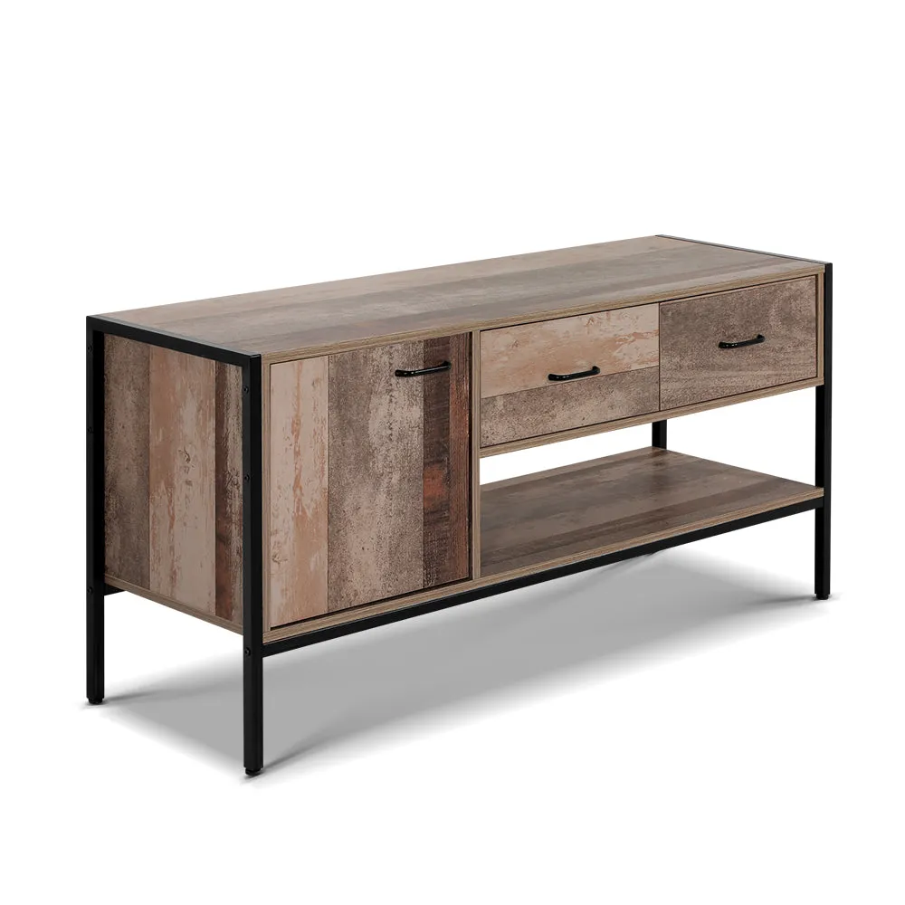 Industrial Timber Veneer TV Stand with Storage - Artiss