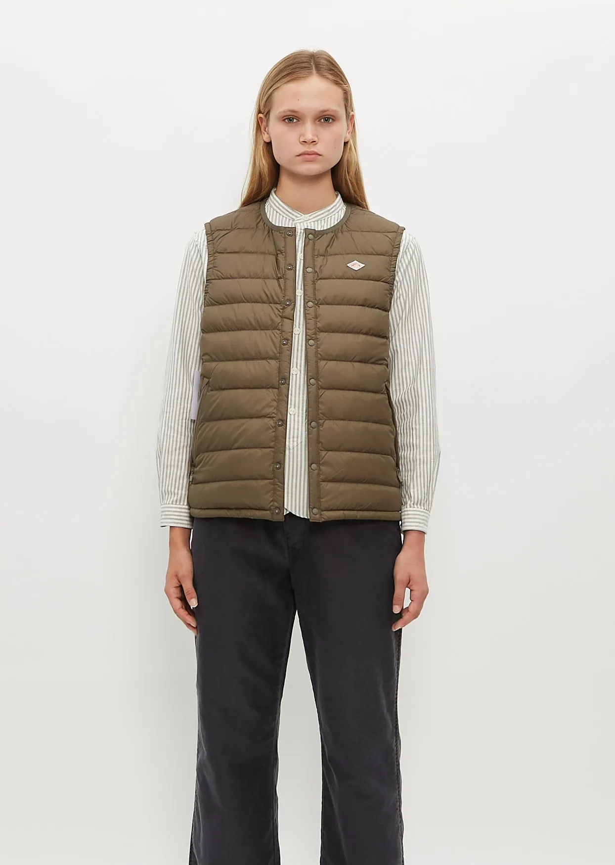 Inner Down Crewneck Vest — Olive