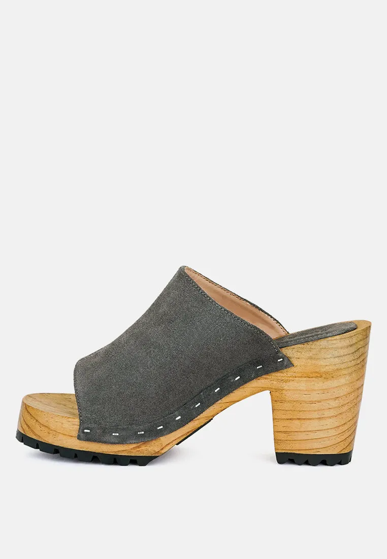 JARRAH Grey Suede Slide Clogs