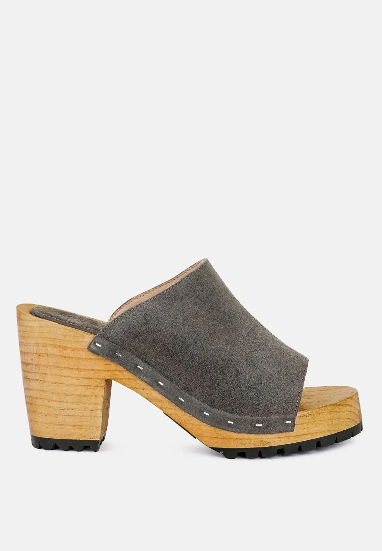 JARRAH Grey Suede Slide Clogs