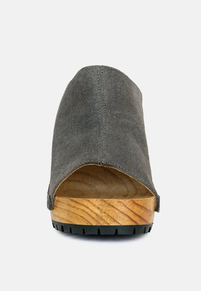 JARRAH Grey Suede Slide Clogs