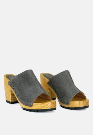 JARRAH Grey Suede Slide Clogs