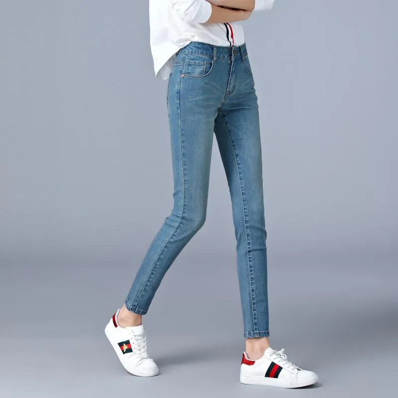 Jeans For Woman High Waist Full Length Skinny Pencil Denim Pants