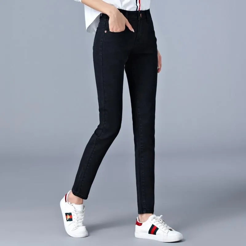 Jeans For Woman High Waist Full Length Skinny Pencil Denim Pants