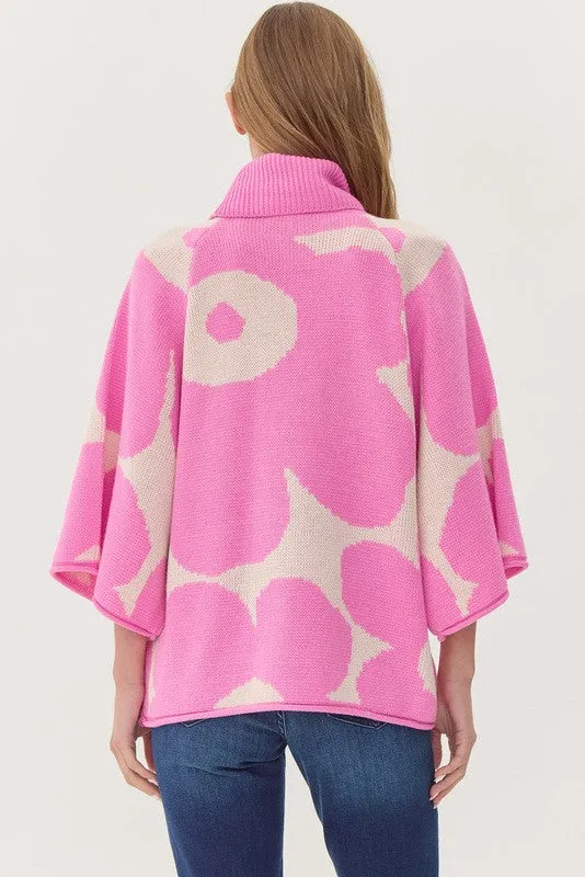 Jodifl Large Flower Print Pullover Sweater in Pink ON ORDER