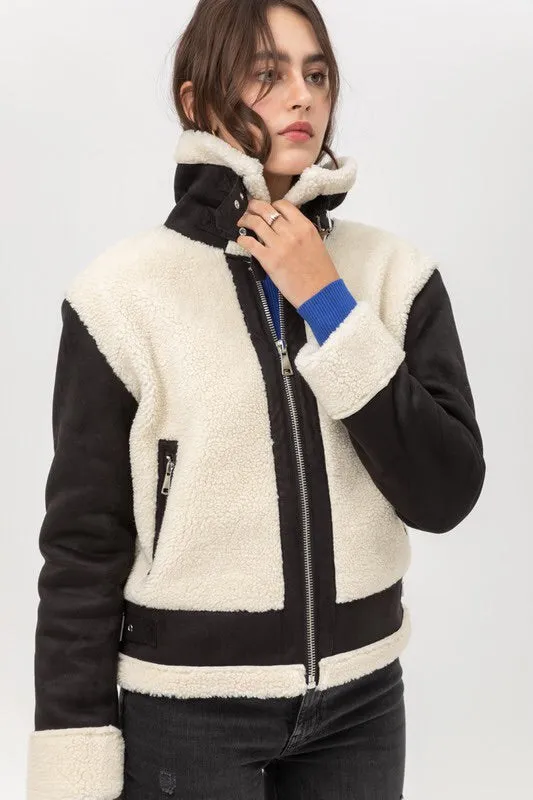 Katrina Faux Shearling Moto Jacket