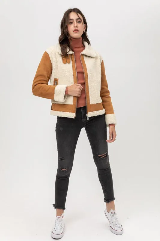 Katrina Faux Shearling Moto Jacket