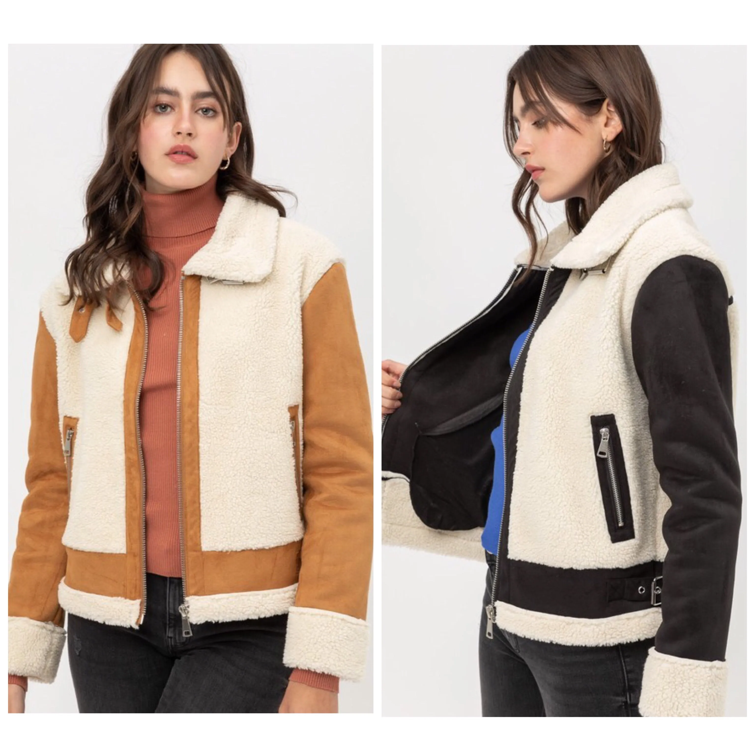 Katrina Faux Shearling Moto Jacket