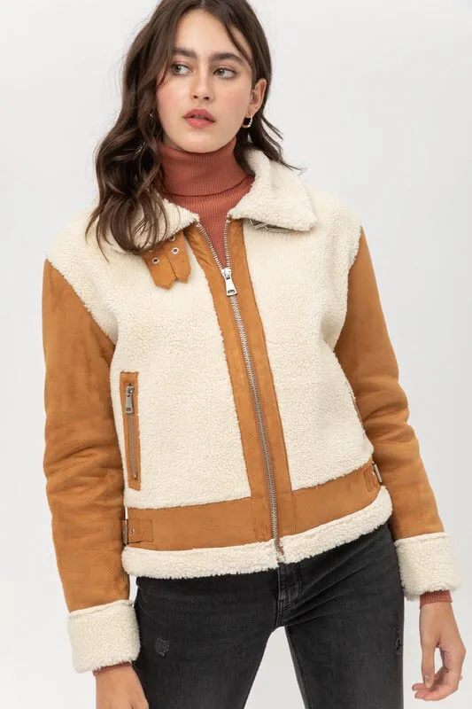 Katrina Faux Shearling Moto Jacket