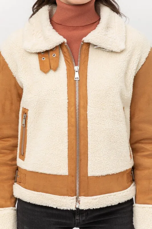 Katrina Faux Shearling Moto Jacket