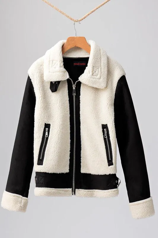 Katrina Faux Shearling Moto Jacket