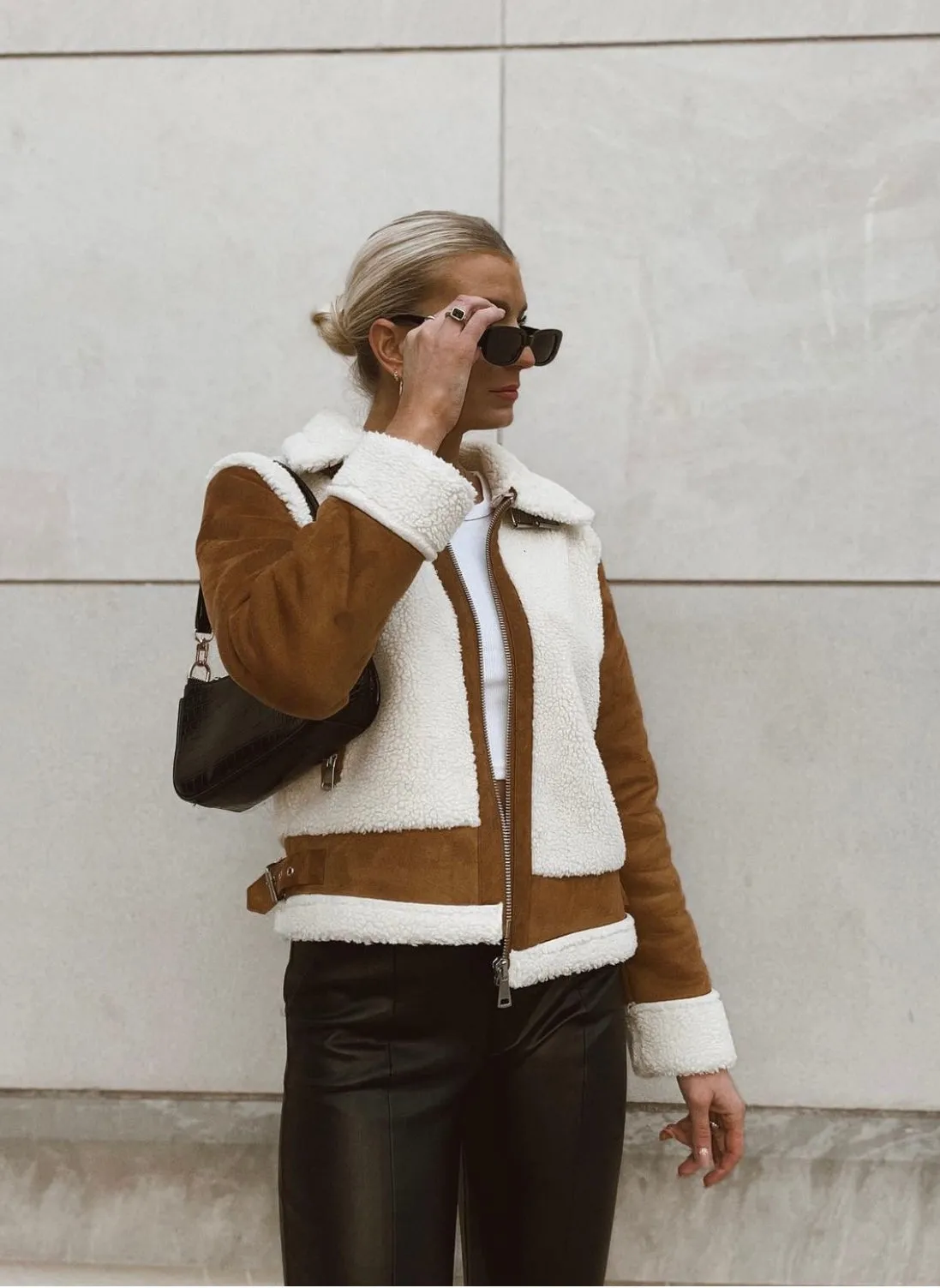 Katrina Faux Shearling Moto Jacket