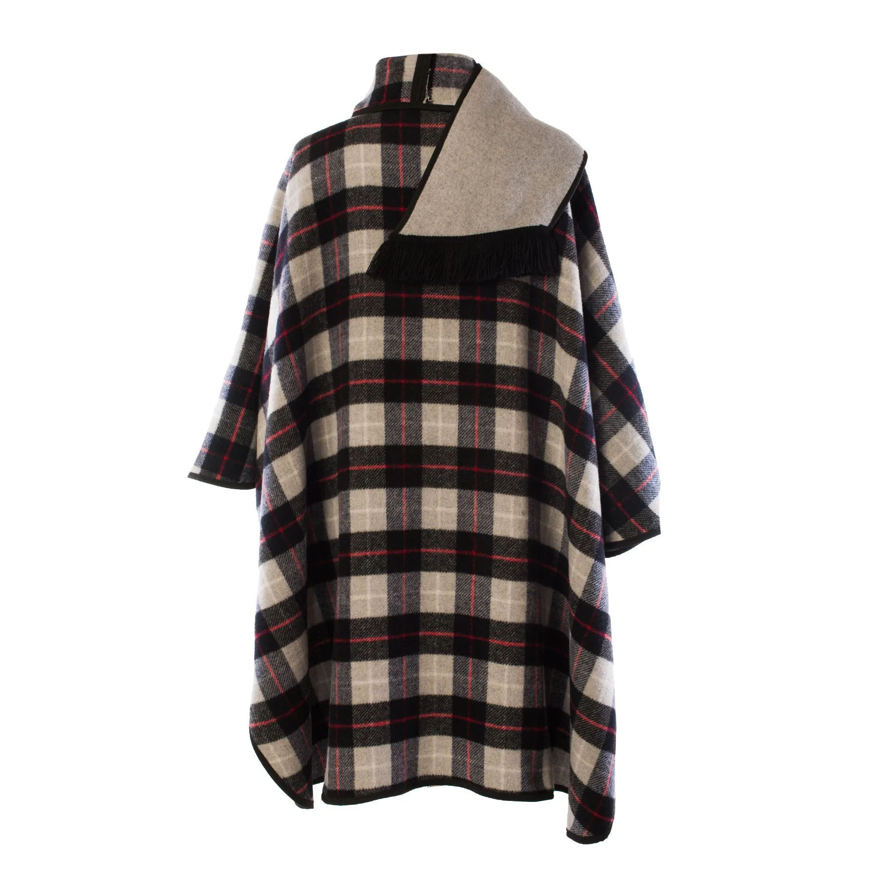 Ladies Wool Blend Reversible Cape Silver