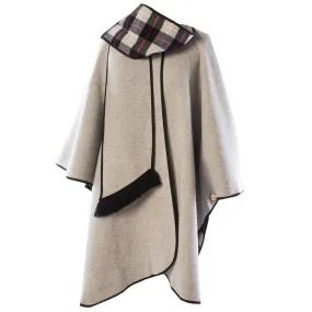 Ladies Wool Blend Reversible Cape Silver