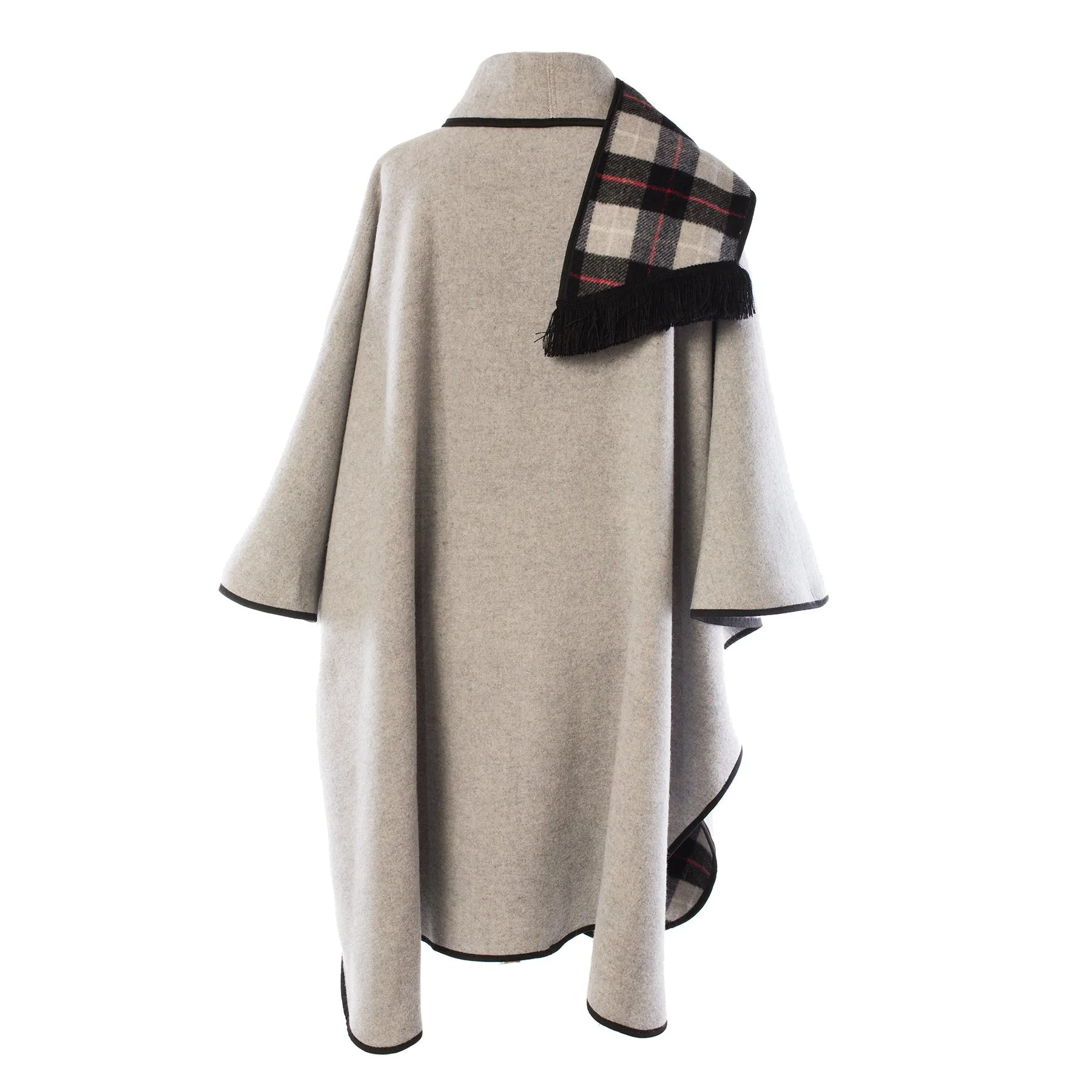 Ladies Wool Blend Reversible Cape Silver