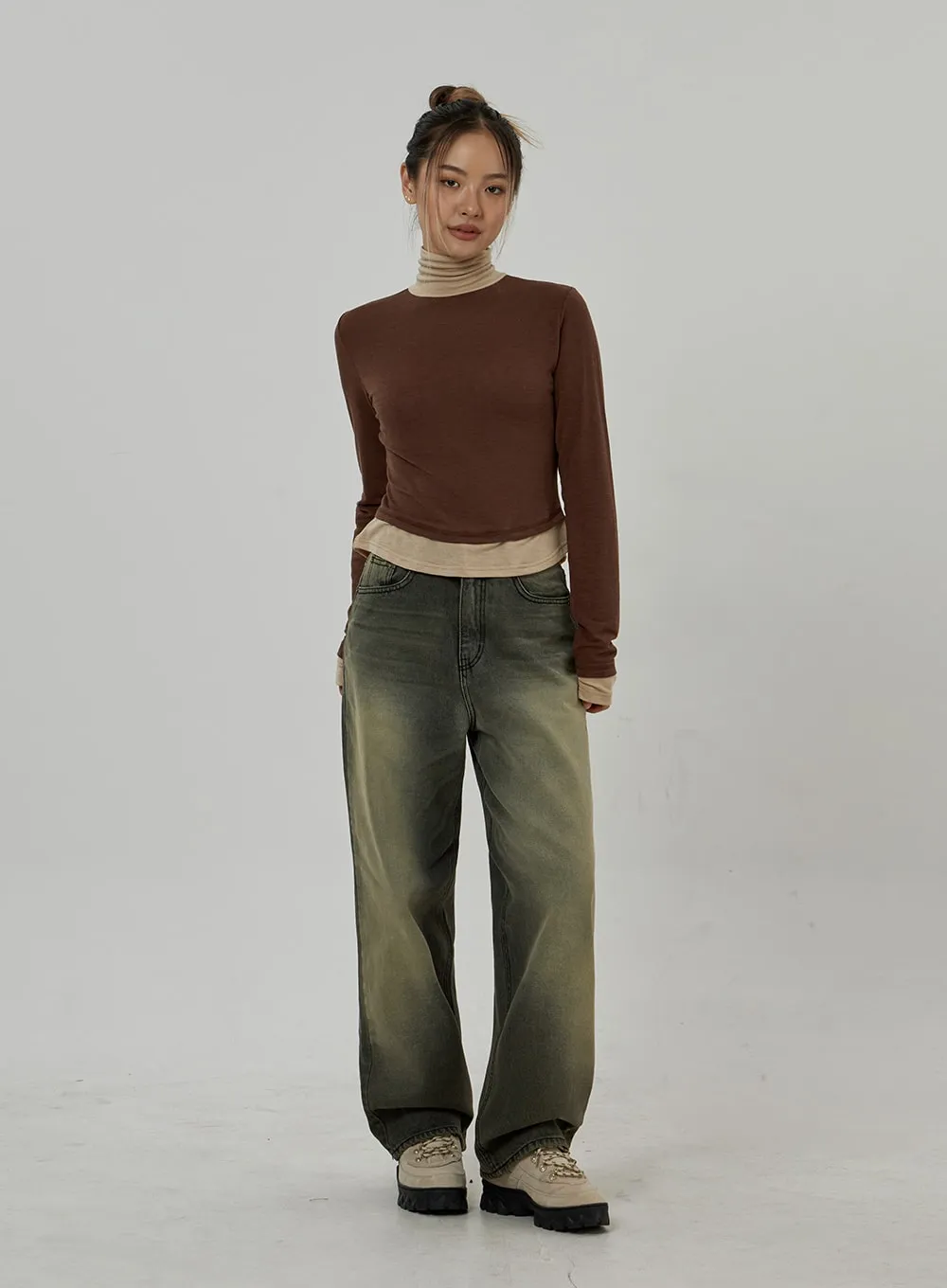 Layered Two Color Turtleneck CD26