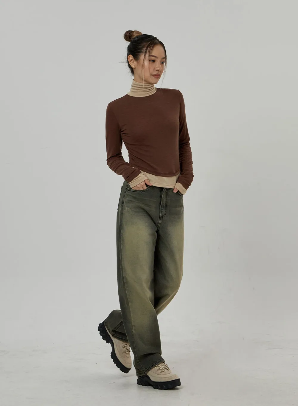 Layered Two Color Turtleneck CD26