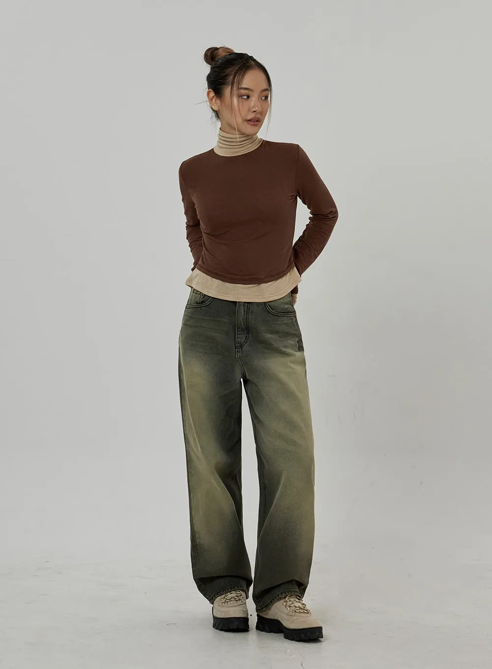 Layered Two Color Turtleneck CD26