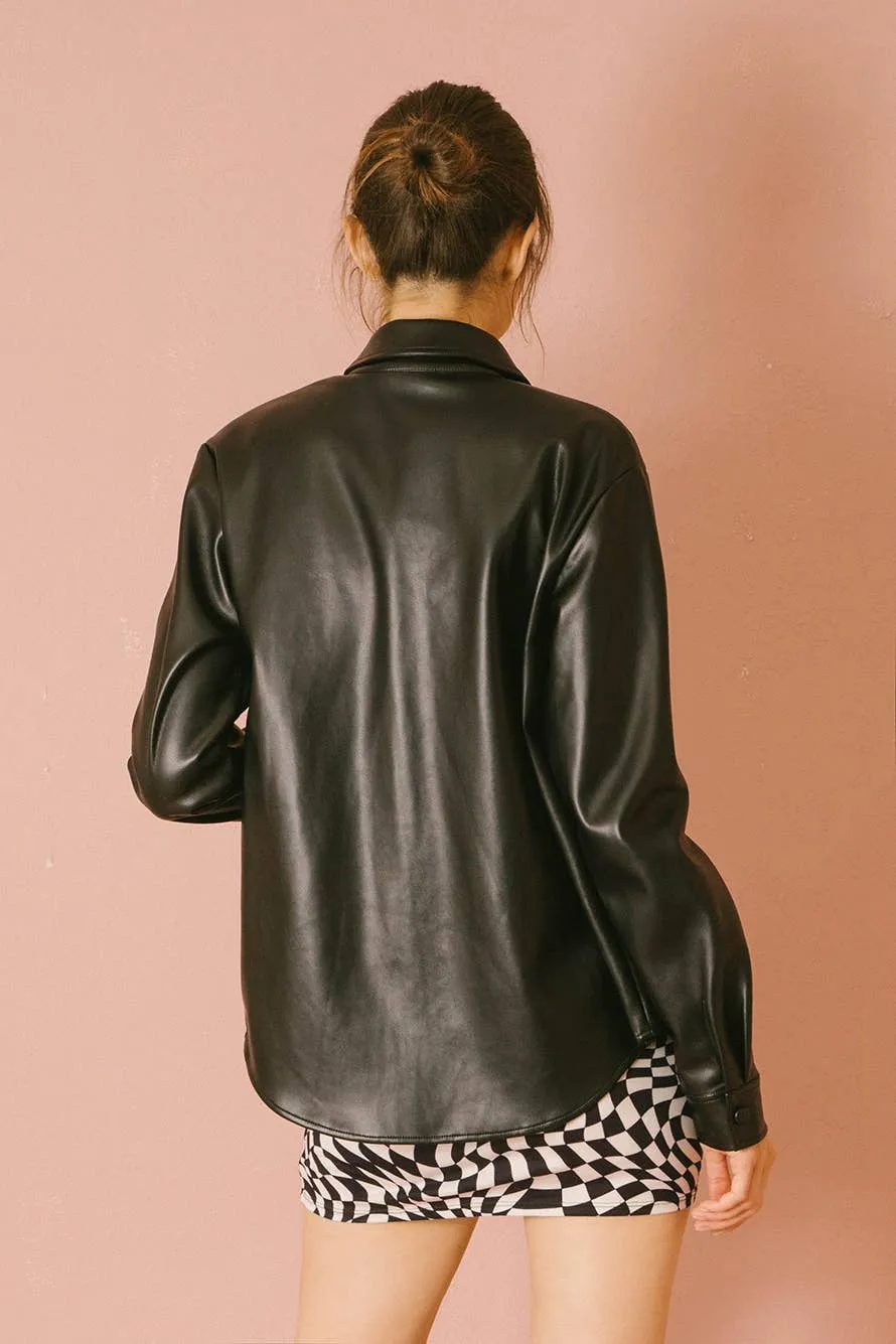 LEATHER OVERSIZED SHACKET