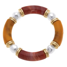 Lelani Resin Color-Block & Pearl Bracelet in Rusty Caramel