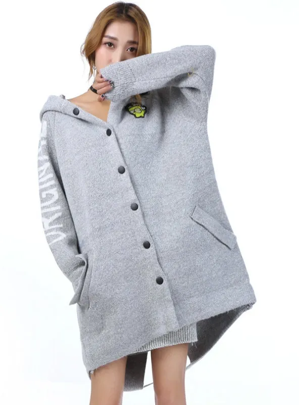 Long Cardigan Sweaters Women Cartoon Hooded Sweater Coat