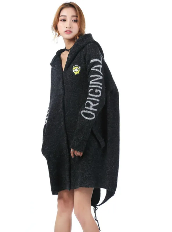 Long Cardigan Sweaters Women Cartoon Hooded Sweater Coat