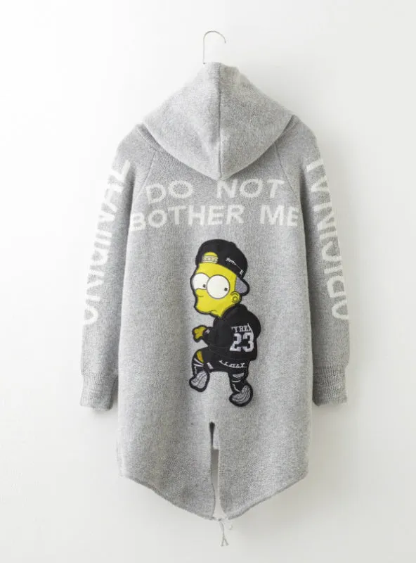 Long Cardigan Sweaters Women Cartoon Hooded Sweater Coat