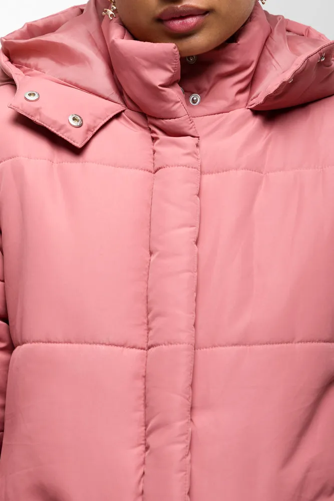 Longer Length Puffer Coat Pink