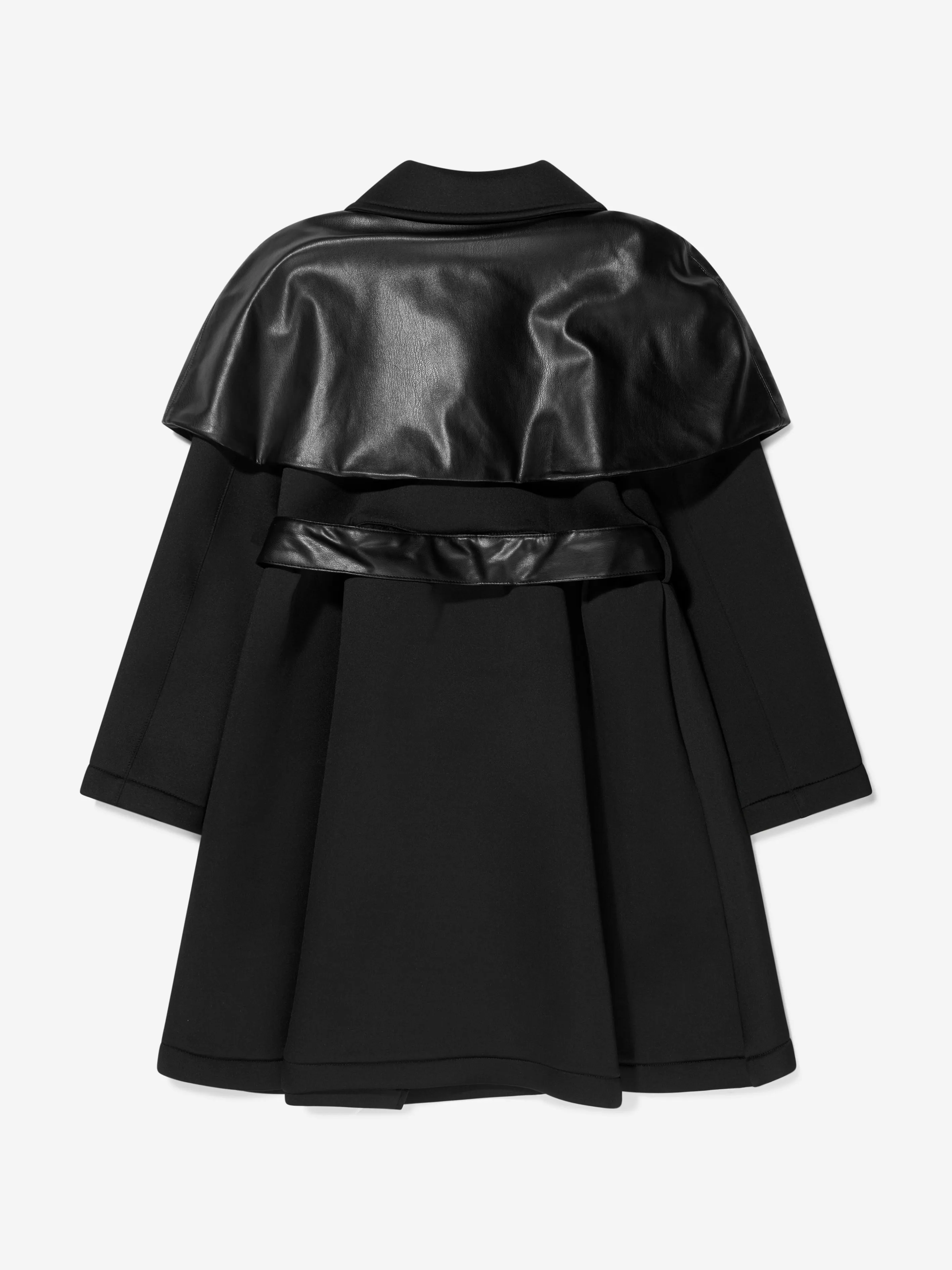 Mama Luma Girlst Faux Leather Detail Belted Coat