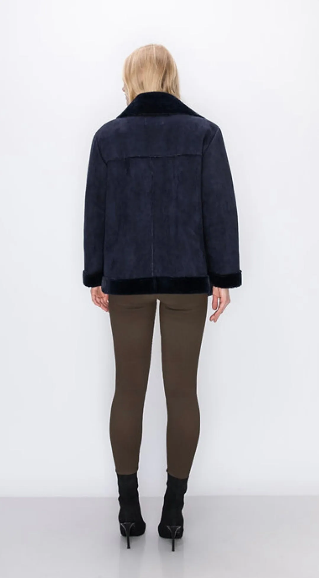 Maxine Navy Faux Shearling Jacket