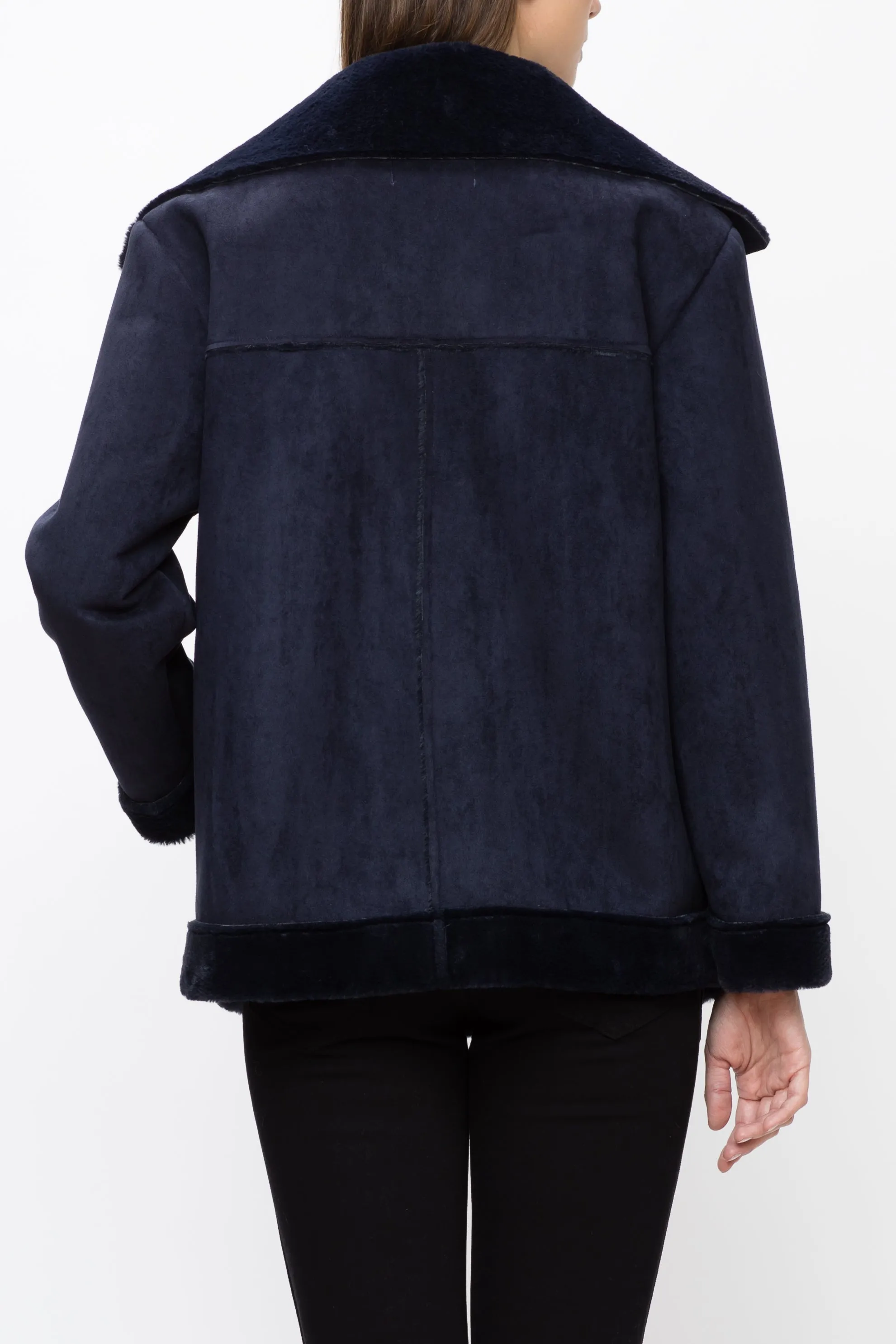 Maxine Navy Faux Shearling Jacket