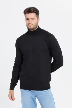 Men Black Turtleneck Sweater