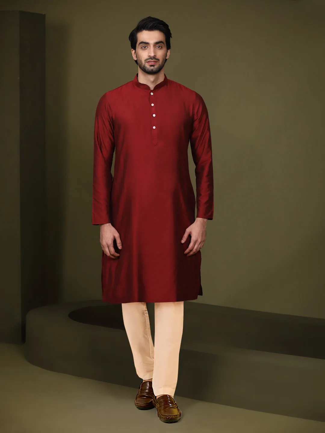 Men's Multi Color Kurta Jacket Trouser Set