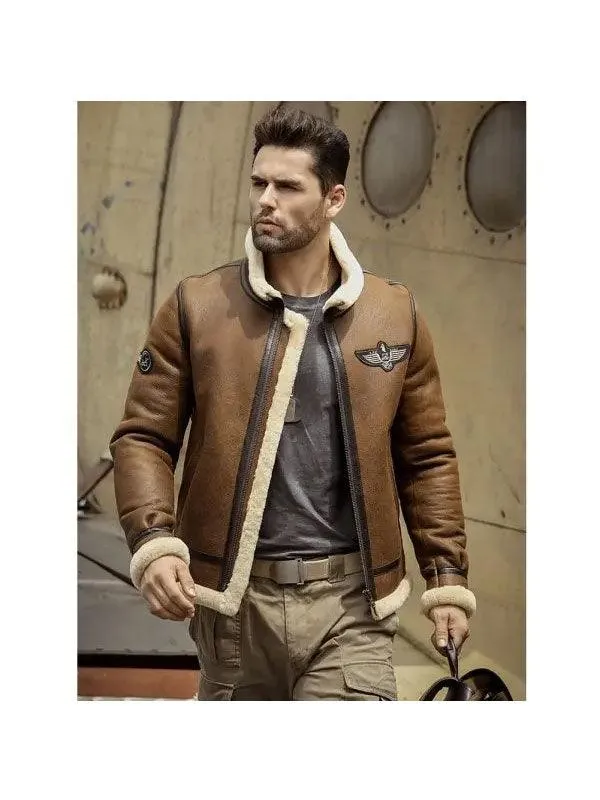 Men's Stylish Shearling Sheepskin Motorcycle Jacket