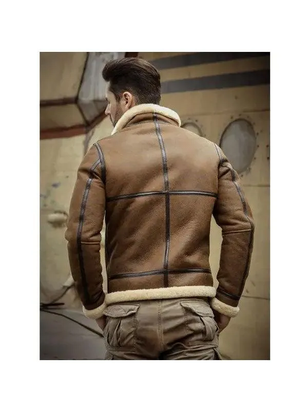 Men's Stylish Shearling Sheepskin Motorcycle Jacket